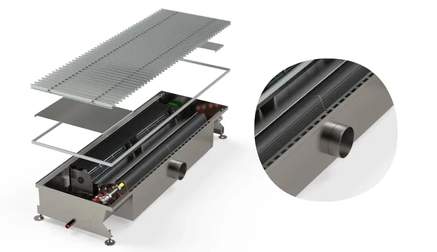 Unterflurkonvektor Quellluft Anschluss Detail Minib