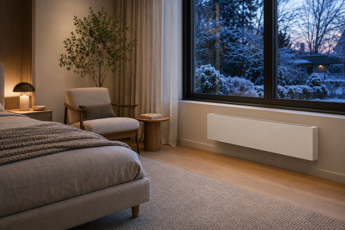 Wandkonvektor Minib in einem Schlafzimmer oder ruhigen Leseraum